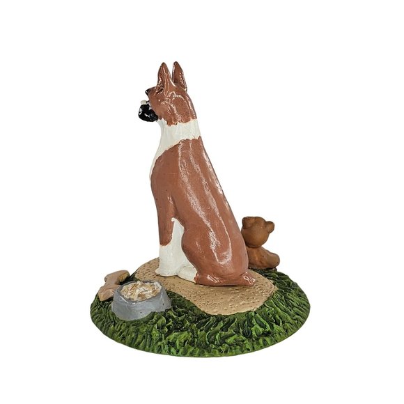 Boxer Dog Sitting Figurine Teddy Bear Ball Bone Bowl - Picture 4 of 9